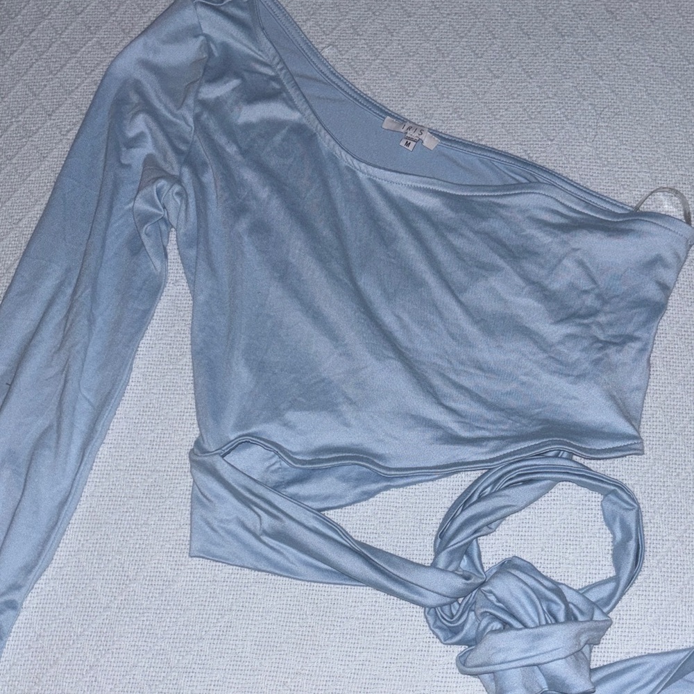 Elegant Blue One-Shoulder Top